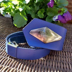 Vintage Blue Belt with Silver Accent